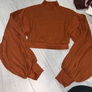 Fashion Nova Cinnamon Puff Sleeve Crop Top